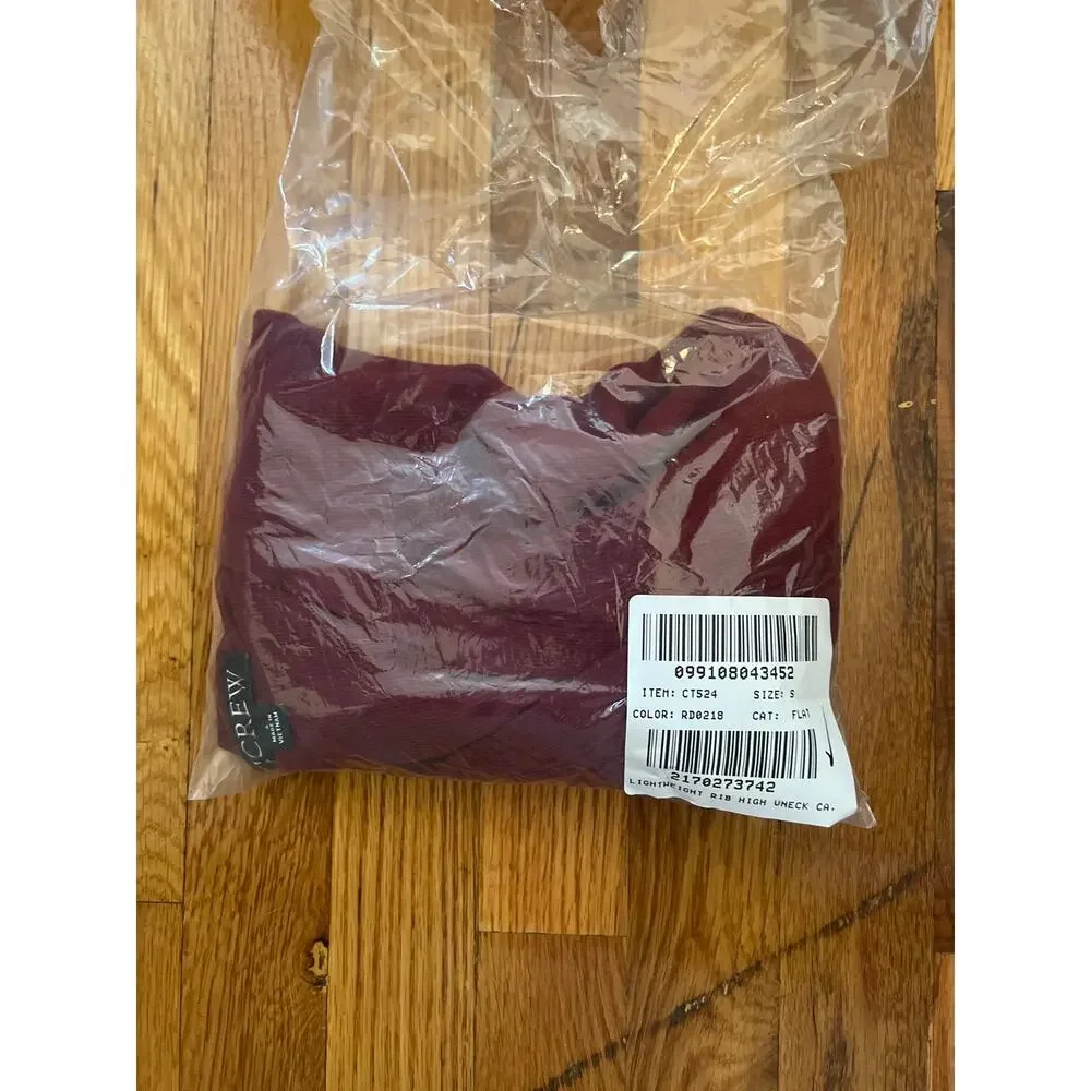 J. Crew Lightweight rib high V-neck cardigan top in Crimson Bloom NWOT Small